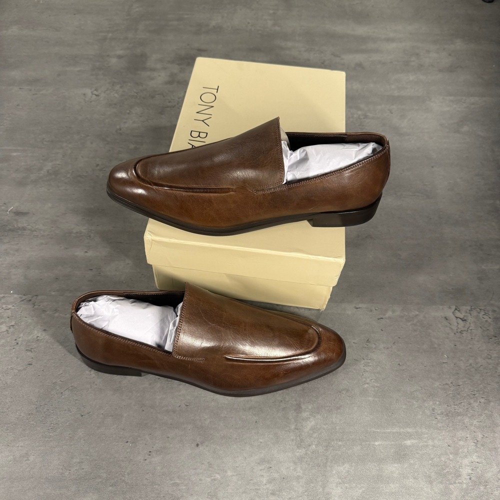 Tony Bianco Loafers Womens 8.5 Evie Brown Choc Burnish Leather Work Capsule NEW